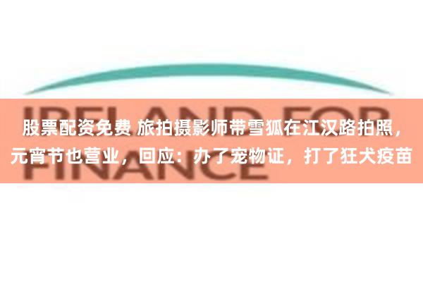 股票配资免费 旅拍摄影师带雪狐在江汉路拍照，元宵节也营业，回应：办了宠物证，打了狂犬疫苗