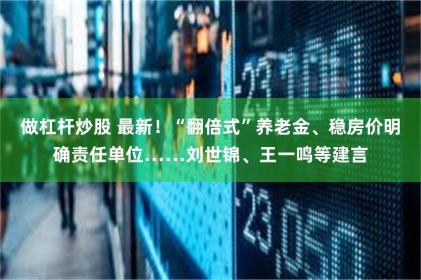 做杠杆炒股 最新！“翻倍式”养老金、稳房价明确责任单位……刘世锦、王一鸣等建言