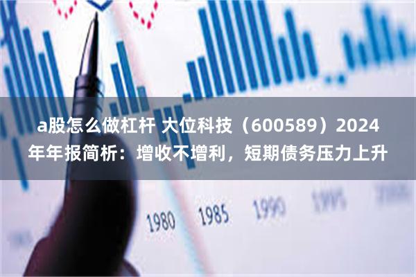 a股怎么做杠杆 大位科技（600589）2024年年报简析：增收不增利，短期债务压力上升