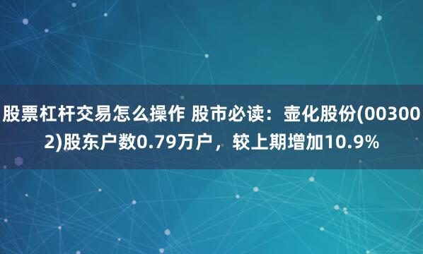 股票杠杆交易怎么操作 股市必读：壶化股份(003002)股东户数0.79万户，较上期增加10.9%