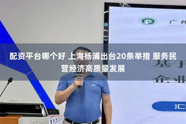 配资平台哪个好 上海杨浦出台20条举措 服务民营经济高质量发展